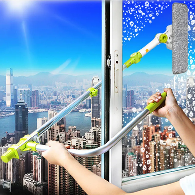 Microfiber Extendable Window Cleaning Brush, Glass Cleaner, Window Squeegee, High-rise Scrubber, Cleaning Robot