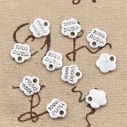 100pcs Charms Plates Hand Made 8x8mm Antique Bronze Silver Color Pendants Making DIY Handmade Tibetan Bronze Jewelry