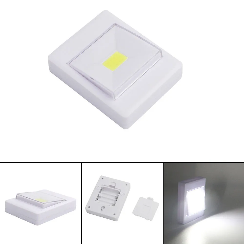 

2PCS Magnetic Mini COB LED Wall Light Night Lights Camp Lamp Battery Operated with Switch Magic Tape for Garage Closet