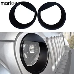 2pcs Angry Eyes Black Bezels Front Light Headlight Trim Cover ABS For Jeep Wrangler Accessories Rubicon Sahara JK 07-17