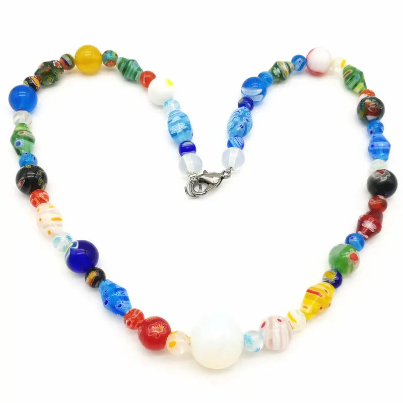 1PCS Handmade Murano Thousand flower Glass Bead necklace Fashion DIY Handmade Personality Female Opal Jewelry