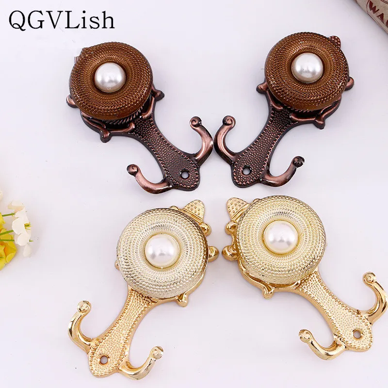 

QGVLish 2Pcs Curtain Hooks Hat Coat Hanger Curtain Accessories Tieback Buckles Tassel Tower Brush Hooks Curtain Holdback Holder