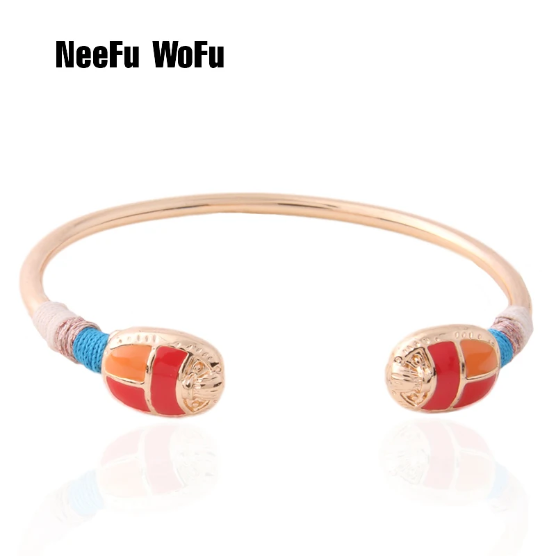 NeeFu WoFu Beetle Bracelets manual bangles for women insect Open bracelet Fashion Jewelry charm brand collection full pave ouch