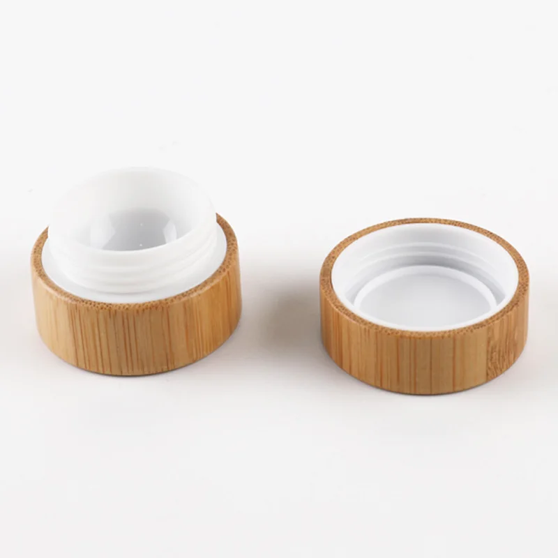 5ml 10ml 30ml Natural Bamboo Refillable Bottle Cosmetics Jar Box Makeup Cream Storage Pot Container Round Bottle Portable PJ264