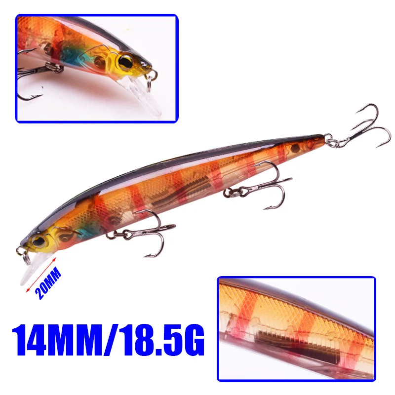 1Pcs Floating Minnow Trolling Hard Fishing Lures 14cm 18.5g Laser Plastic Artificial Baits Wobblers Crankbaits Bass Pesca Tackle