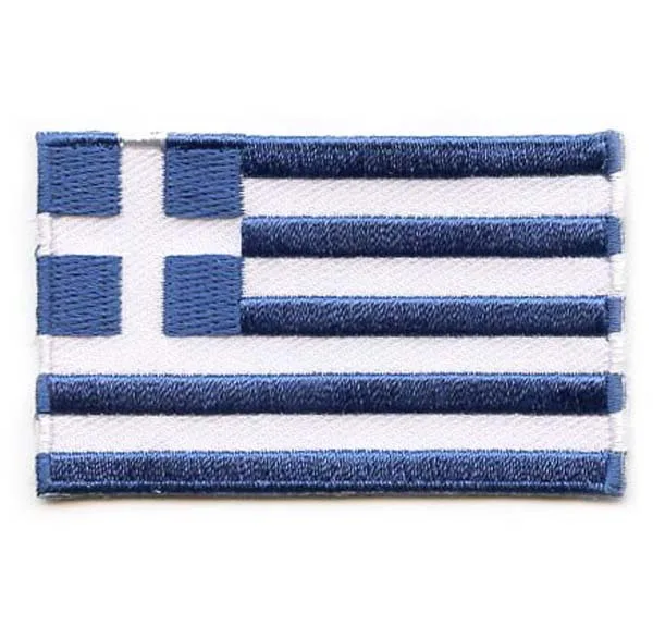 Greece Flag Garment Labels merrow&flat broder iron on backing free shipping by Post