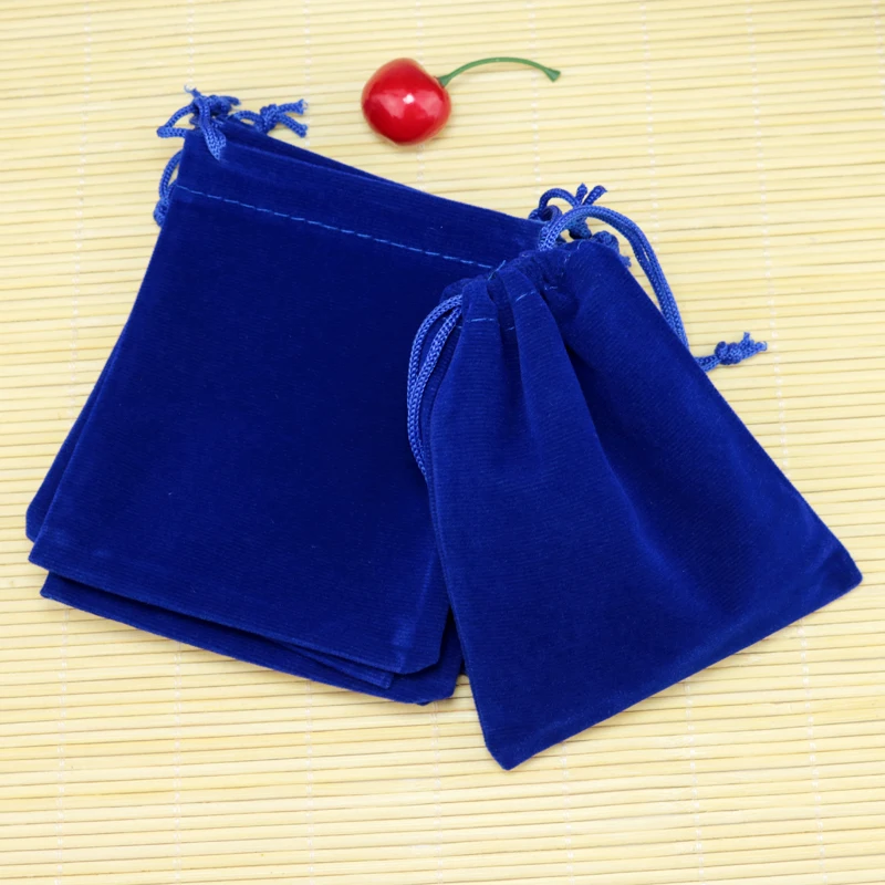 100Pcs/lot Royal Blue Velvet Bag 7x9cm Small Earrings Jewelry Packaging Bags Christmas Wedding Drawstring Velvet Pouch Gift Bag