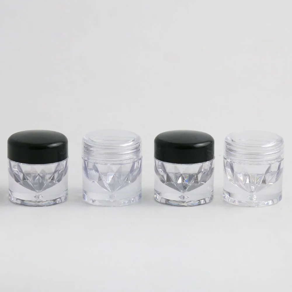 30 X 3g Clear Plastic AS Powder Small Sample Jar Powder Case with 1 3 12 Holes Clear Black Cap Cosmetic Travel Empty Powder Jar