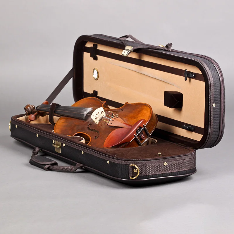 High Quality 4/4 Full Size Rectangle Violin Case With Hygrometer Oxford Violino Case