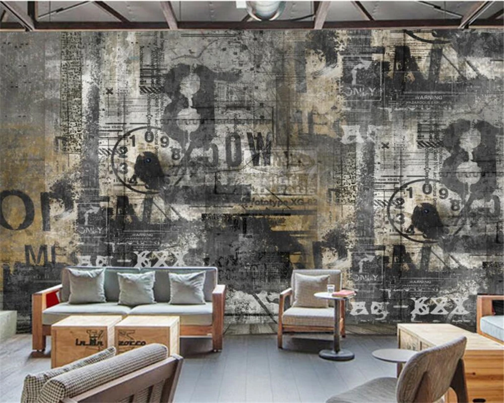 

Настенная роспись нестандартного размера, кофейно-коричневые граффити, цементная стена, фон, настенная роспись, украшение дома, гостиная, спальня, 3d обои