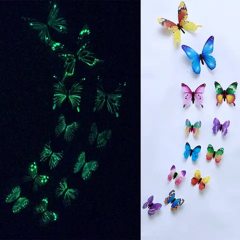 12Pcs Luminous Butterfly Wall Stickers for Home Decor HonC