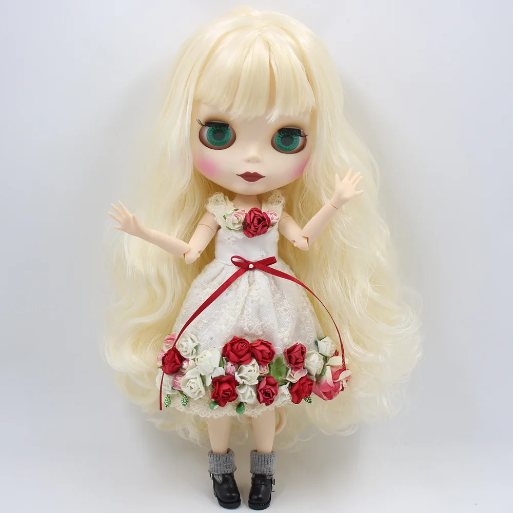 Muñeca ICY DBS Blyth N ° BL340, pelo rubio ondulado, cara mate 1/6 bjd Ob24, chica de Anime