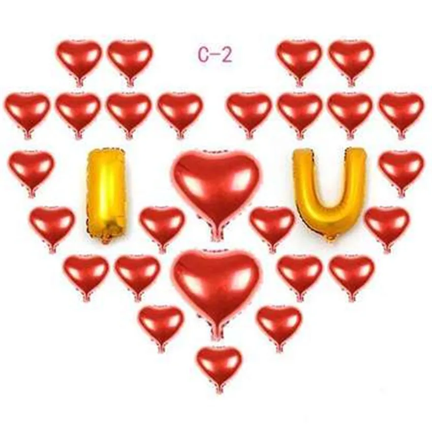 5pcs/lot 18inch pure color balloons love red Heart balloon aluminum foil ballons for wedding love decoration globos