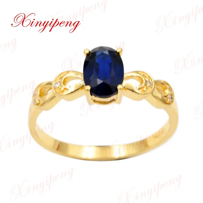 

Xin yi peng 18 k yellow gold inlaid 1.2 carat natural sapphire ring women ring fashion and generous