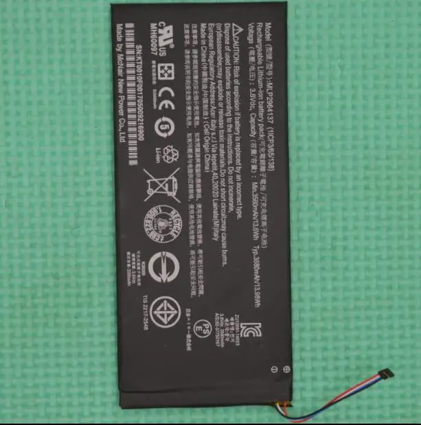 New genuine tablet Battery for ACER Iconia One 7 B1-730 A1402 MLP2964137 3165142P 3.8V 13.6WH