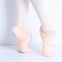 Zapatos de Ballet para mujer, zapatillas de baile, bailarinas, cordones individuales, tela elástica