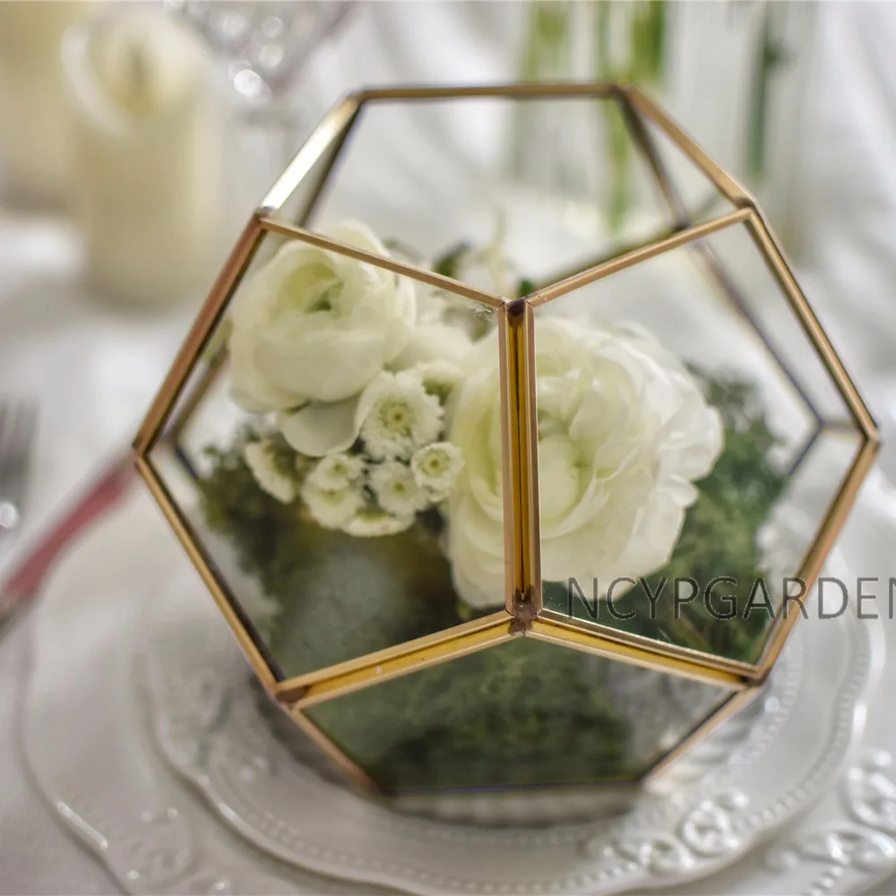 Tabletop Display Fairy Garden Polyhedron Glass Geometric Terrarium Bonsai for Wedding Section Succulent Plant Glass Terrarium