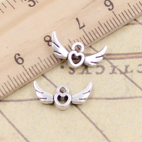 30pcs Charms Fly Heart 16x10mm Tibetan Silver Color Pendants Antique Jewelry Making DIY Handmade Craft