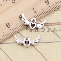 30pcs Charms Fly Heart 16x10mm Tibetan Silver Color Pendants Antique Jewelry Making DIY Handmade Craft