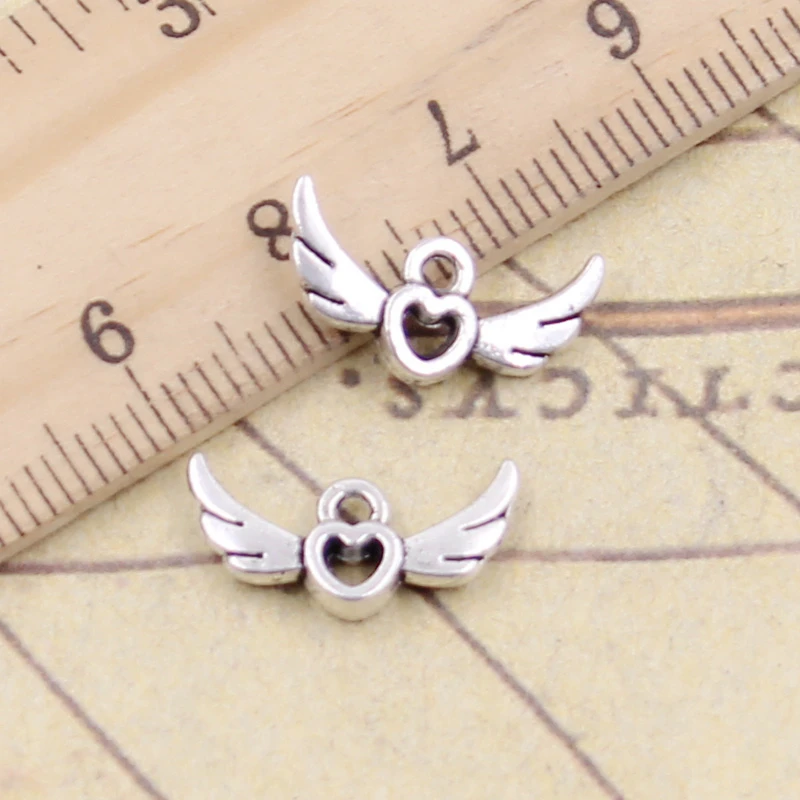 30 sztuk Charms Fly Heart 16x10mm tybetański kolor srebrny wisiorki antyczne tworzenie biżuterii DIY Handmade Craft
