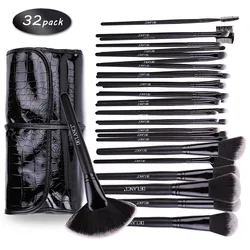 DE'LANCI Professional Brushes Makeup ket 32 pcs Cosmetic Kit Eyebrow Blush Foundation Powder Make up Brush Tools With Black Case