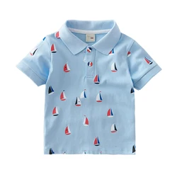 1-6T High Quality Summer Cotton Baby polo Shirts Cartoon boat  kids Short Sleeve Clothes Bebe Boys Tops Toddlers Clothing