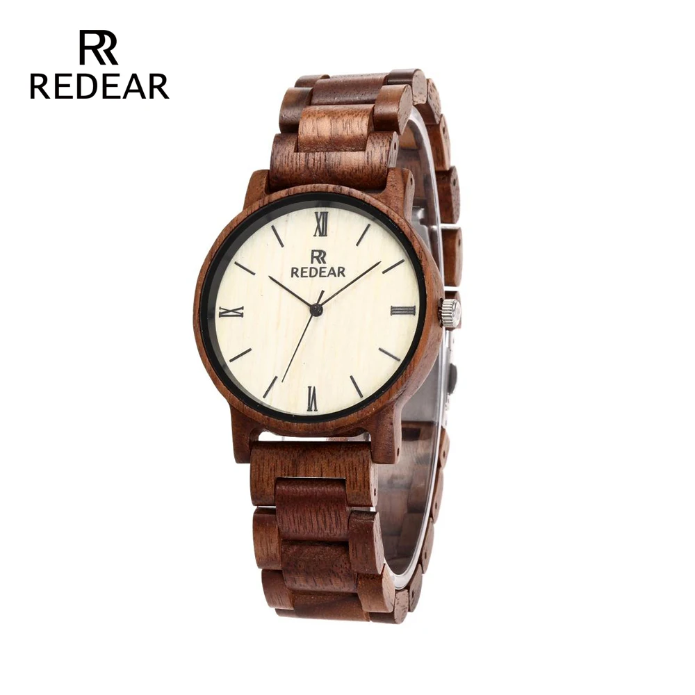 

REDEAR Free Shipping 2019 Fashion Love's Watch Walnut Wooden Men Watch Full Wood Strap Automatic Watch Men Gift Watch