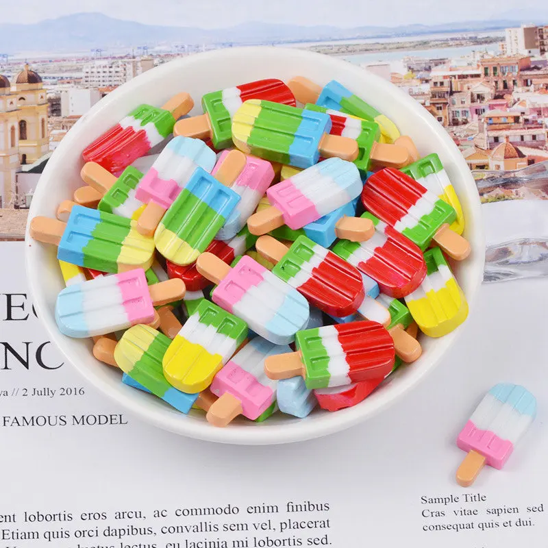 6 ชิ้น/ล็อตน่ารักตุ๊กตาMiniature Rainbow Ice Cream Barอาหารบ้านตุ๊กตามินิจำลองPlayอาหาร