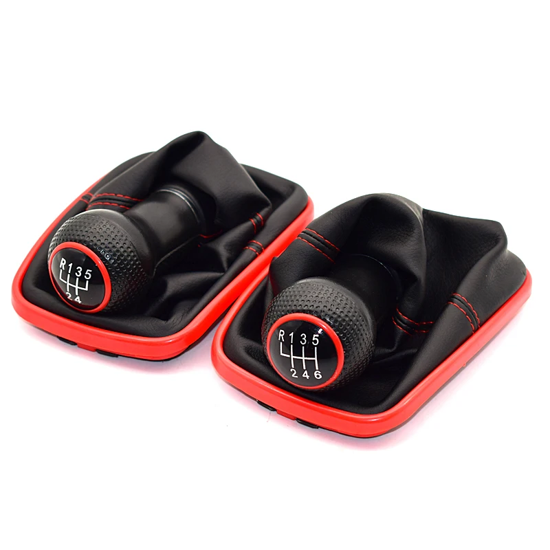 23mm 5 / 6 Speed Shifter Manual Gear Shift Knob Gaitor Boot for Volkswagen VW MK4 Golf 4 IV GTI R32 Jetta Bora Red Stitch