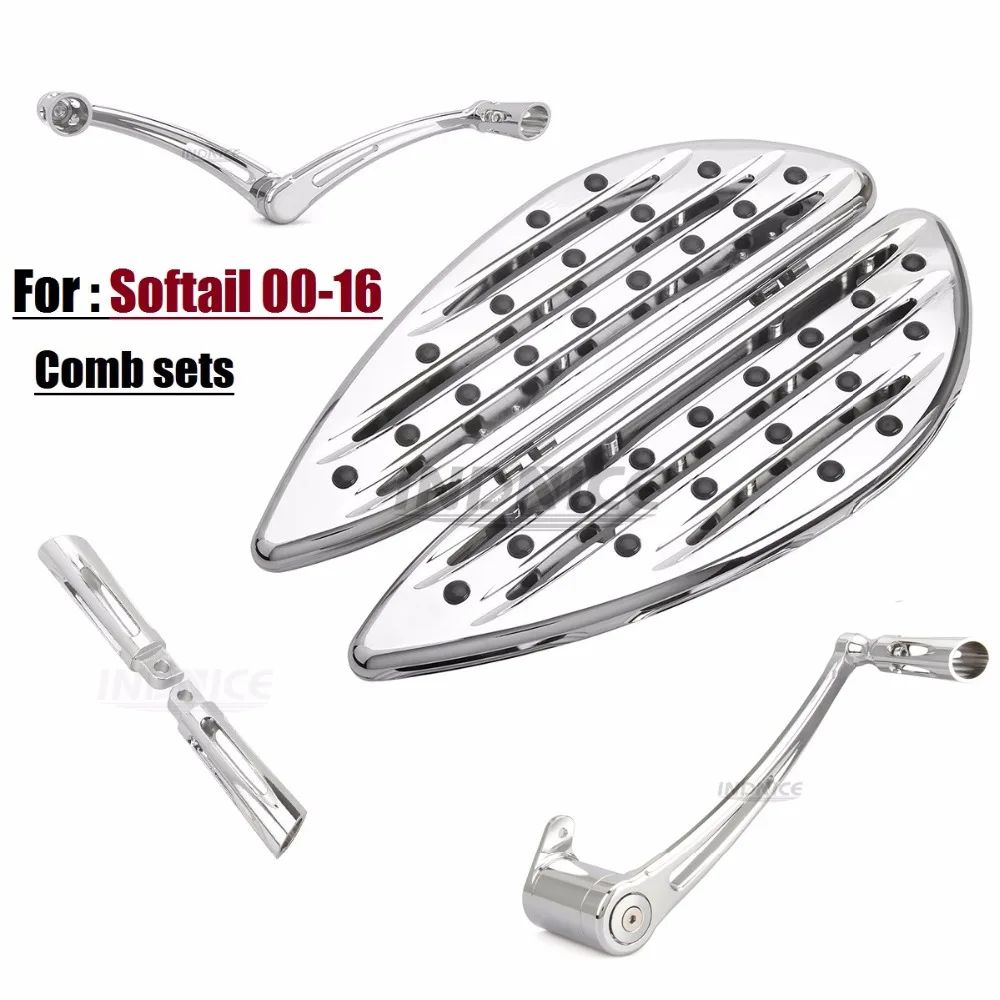 Softail slim rider footboards chromed passenger footrest brake lever + Heel Toe Shift Lever for harley softail fatboy 2000-2016