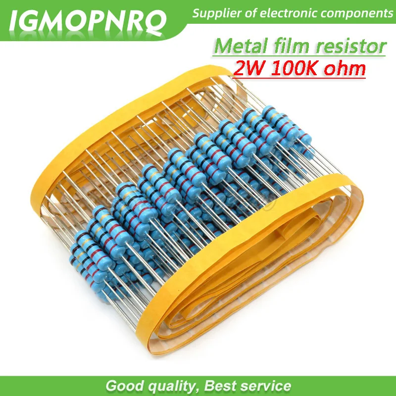 20 Pcs 100K Ohm 2W Resistore a Film Metallico 2W Resistenza Igmopnrq