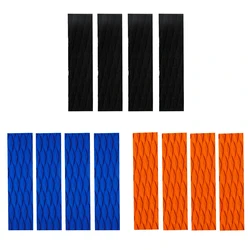 4 Pieces Ultralight EVA Diamond Groove Surfboard Skimboard Traction Pad Tail Pads Bar Grips - Black / Orange / Blue