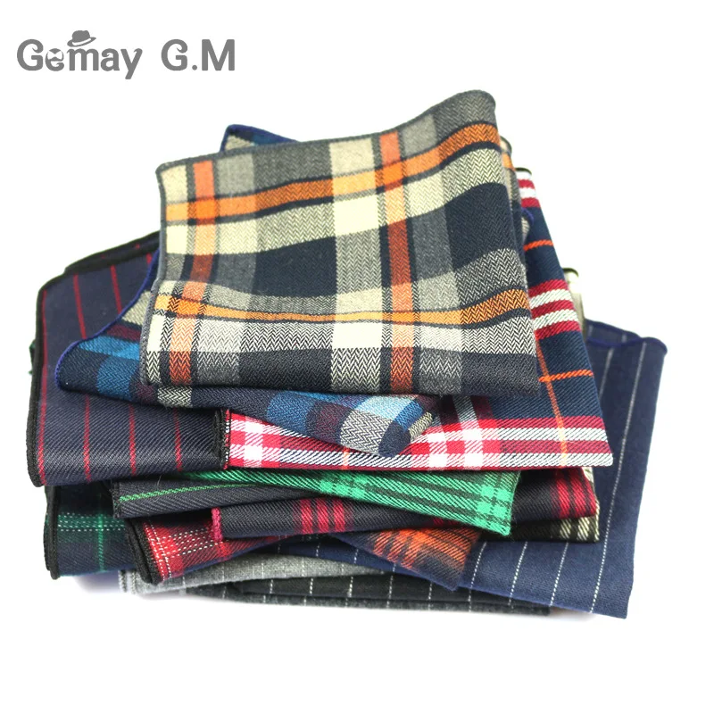 High Quality Cotton Mens Pocket Square Adult Plaid Hankerchief Scarves Vintage Hankies Men\'s Hanky Square Handkerchiefs