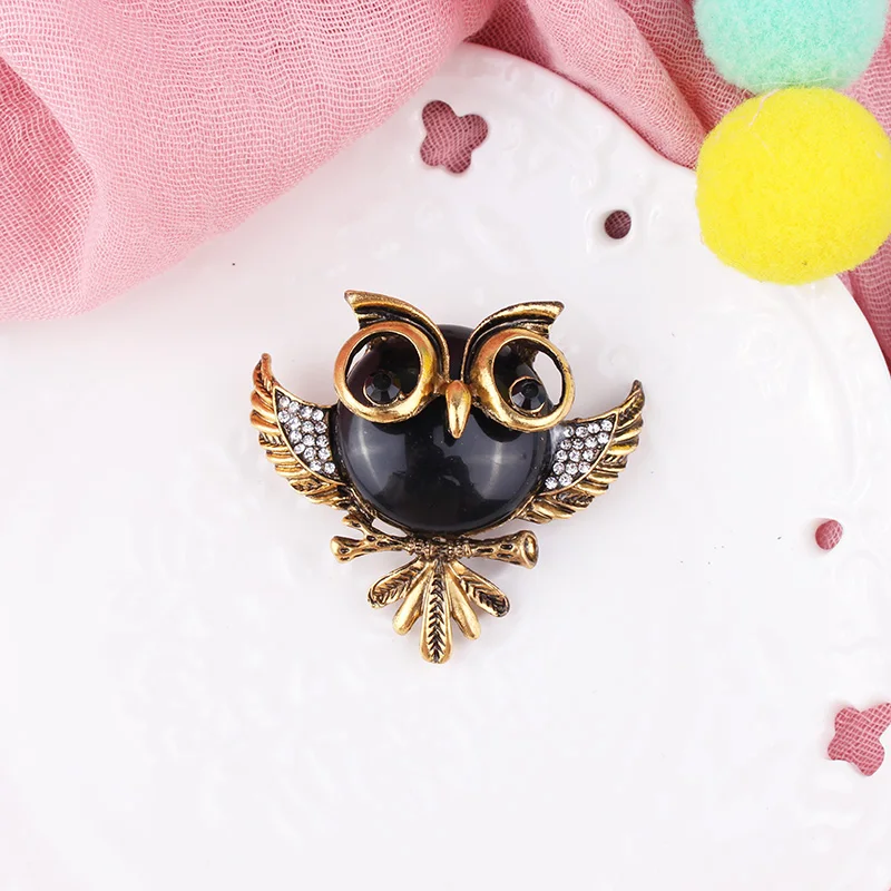 Anti Gold Silver Color Owl with Glasses Lovely Vintage Metal Brooches Pins Animal Cartoon Brooch Pin Women Gift Jewelry