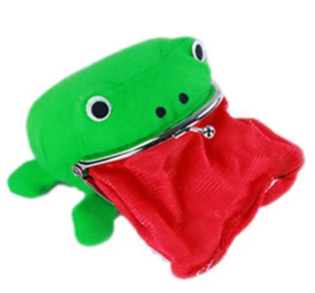 Cartoon Frog Candy Gift Bag Novelty Coin Case Purse Charm Key Soft Furry Plush Anime Cosplay Wallet Green