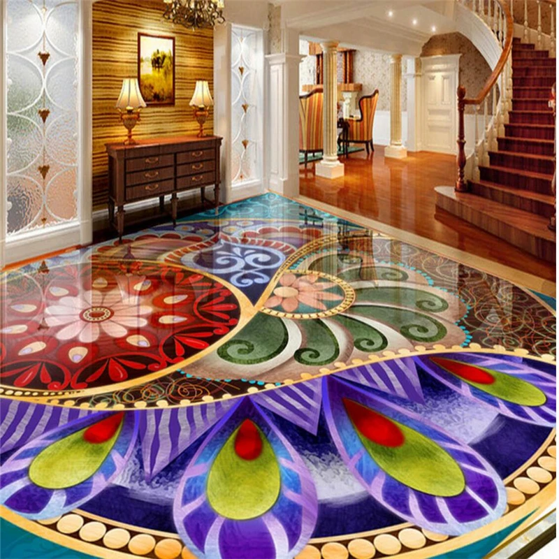 

beibehang floor painting murals to the Dubai Sailing Hotel Mediterranean style floor papel de parede 3d para sala atacado