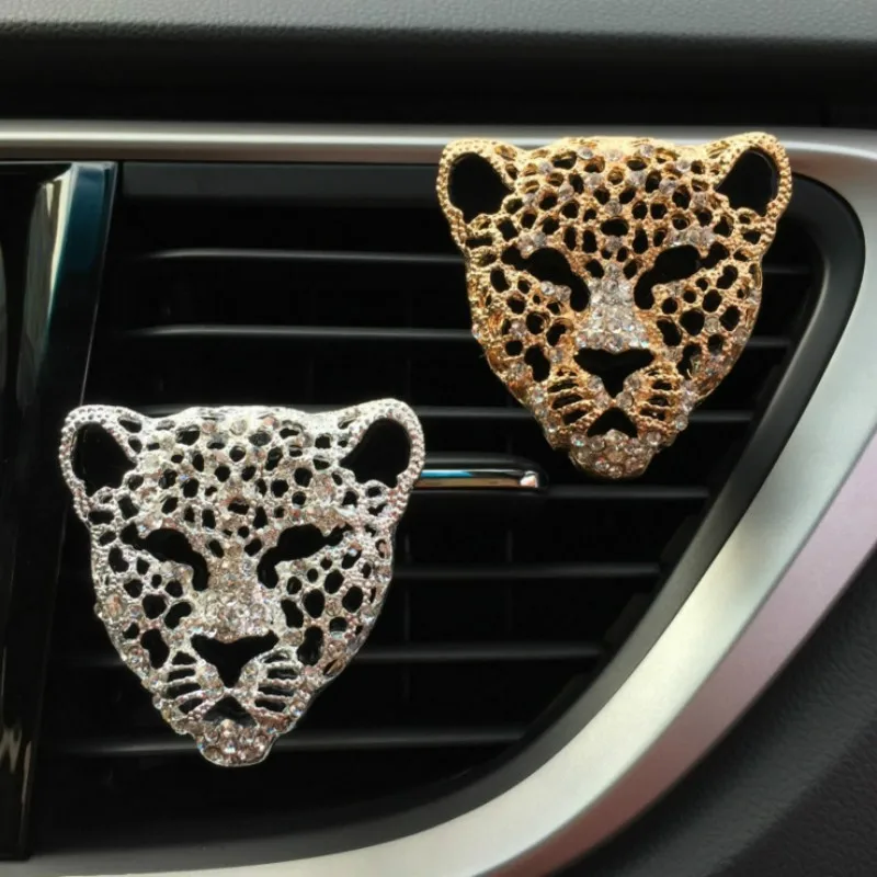 

MR TEA Car Accessories Air Freshener Leopard Head Cartoon Silver Gold Air Outlet Fragrant Perfume Clips Gift For Car decoration