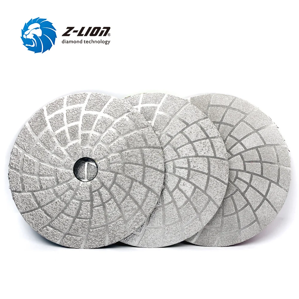 

Z-LION 5" 3pcs/Set Vacuum Brazed Diamond Polishing Pads 125mm Diameter Dry Wet Grinding Wheel Diamond Grinding Disc Sanding Pads