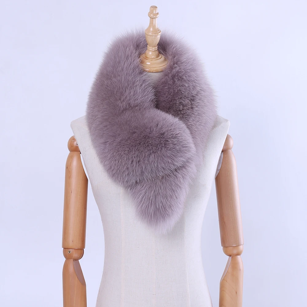 2023 New Fashion Genuine Fox Fur Women\'s Winter Natural Fur Scarf Scarves Neckerchief Real Fur Muffler Lady Wraps With Clips