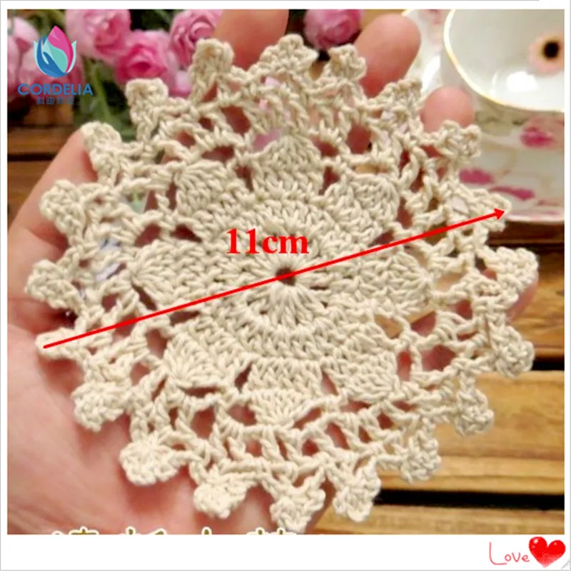 50 pcs 11 cm round beautiful shabby chic wedding cotton trivet as hot under below as novelty household for kitchen decoration