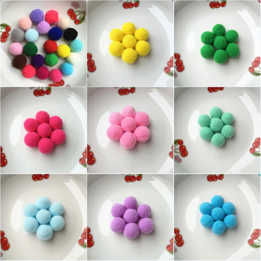 20g(36pcs) 25mm Multi Color Pompom Fur Craft DIY Soft Pom Poms For Children Toys Cellphone Wedding Decoration Accessories