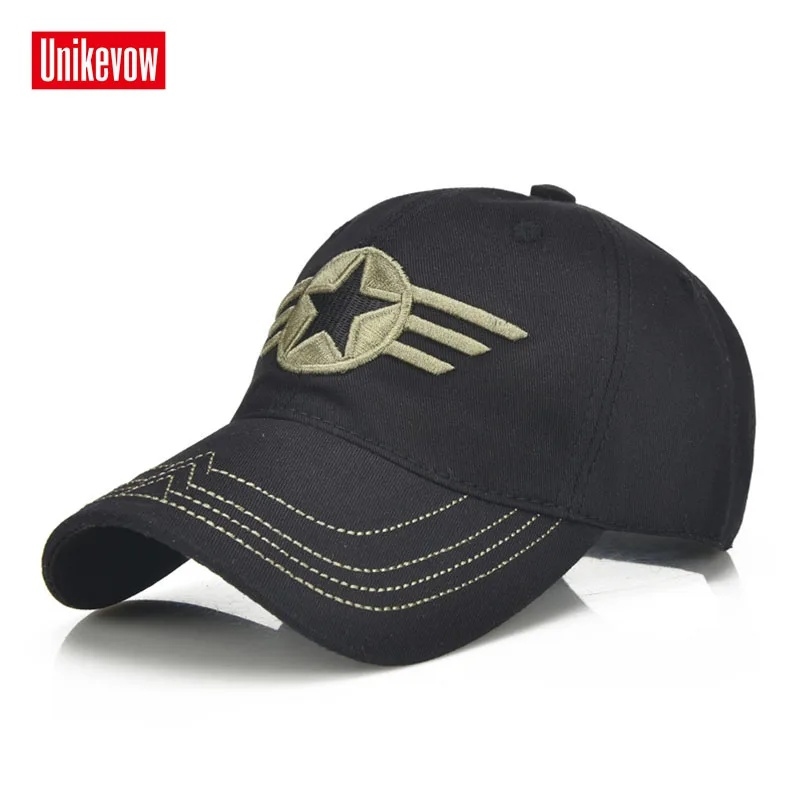 

1Piece Army cap Baseball Cap Men Sports leisure hats star embroidery sport cap for men and women 100% cotton cap