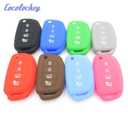 Cocolockey Silicone Rubber Car Key Case for HYUNDAI HB20 Ix45 IX35 Santa Fe Flip Remote Key Case For Car 4 Button Car Styling