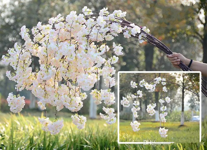 

32pcs per lot cherry blossoms are full of romantic artificial branches, hanging rattan flowers with wedding decorations