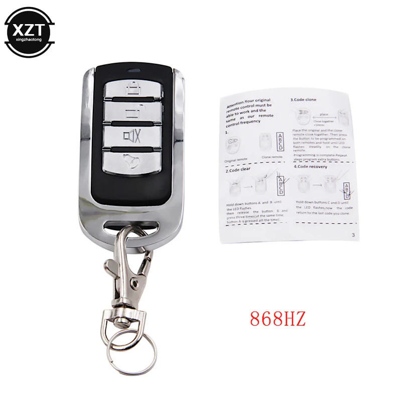 868MHZ Wireless RF Remote Control 4 Buttons Automatic Cloning Electric Gate Garage Door Remote Control Key Fob Controller