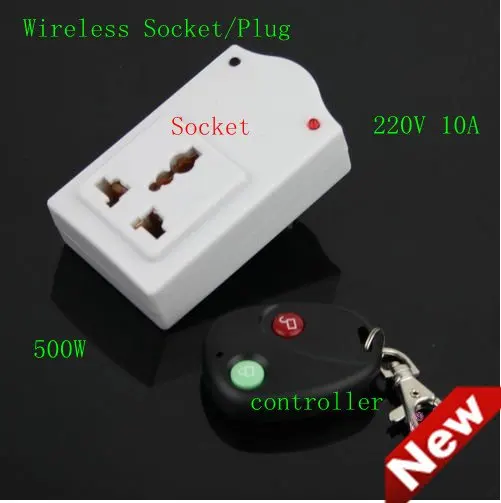 Wireless socket plug remote control plug seat plug receptacle plug base220V10A500W (1socket&1controller) Learning code 100M