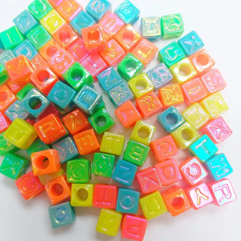 wholesale 1000PCS bulk cube shape multi color alphabet CL023 Charms Loose 7mm Pony Beads for girl school science home crafts