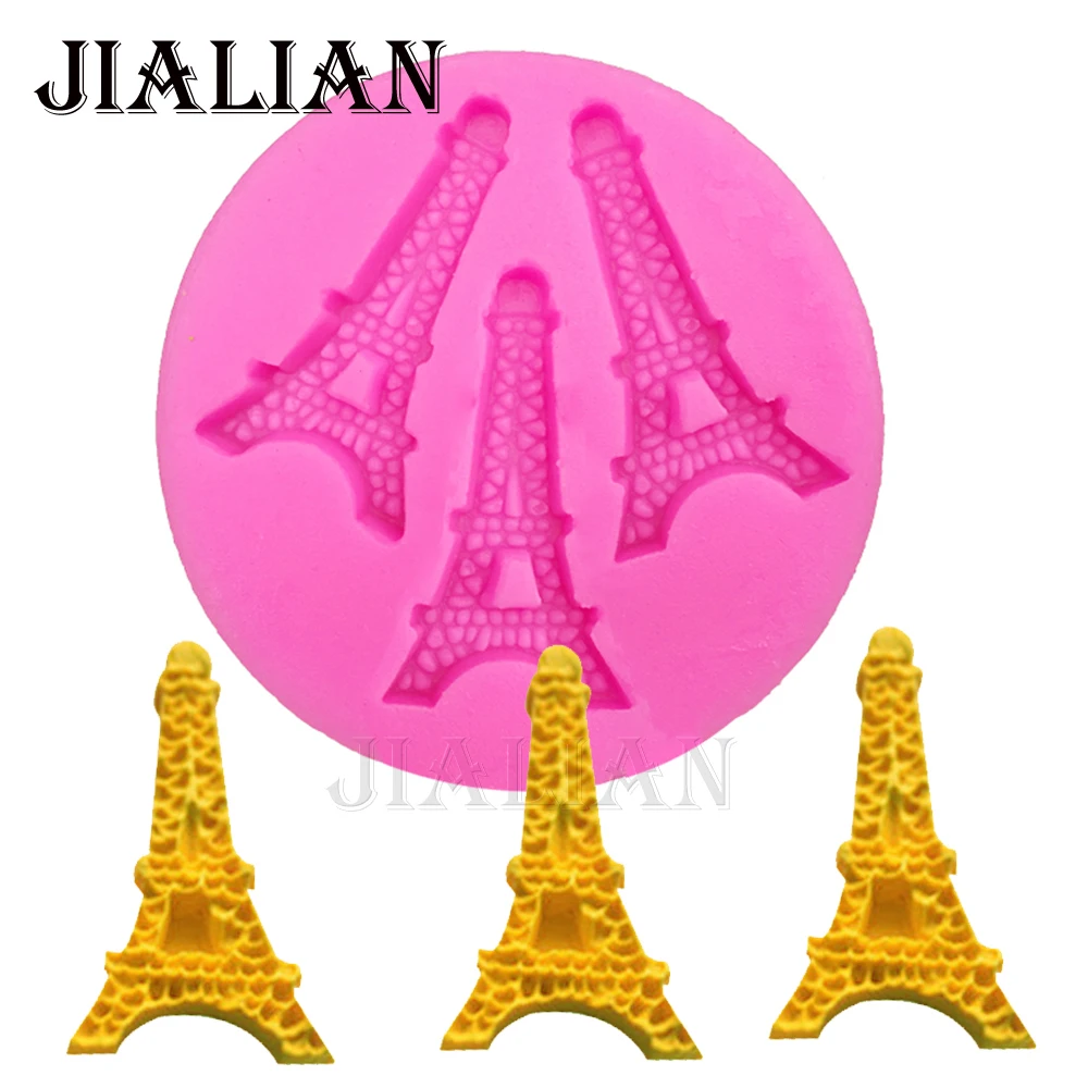 Forma de silicone com 3 buracos para decoração de bolo, torre eiffel chocolate festa, ferramentas de decoração, faça você mesmo, t0176