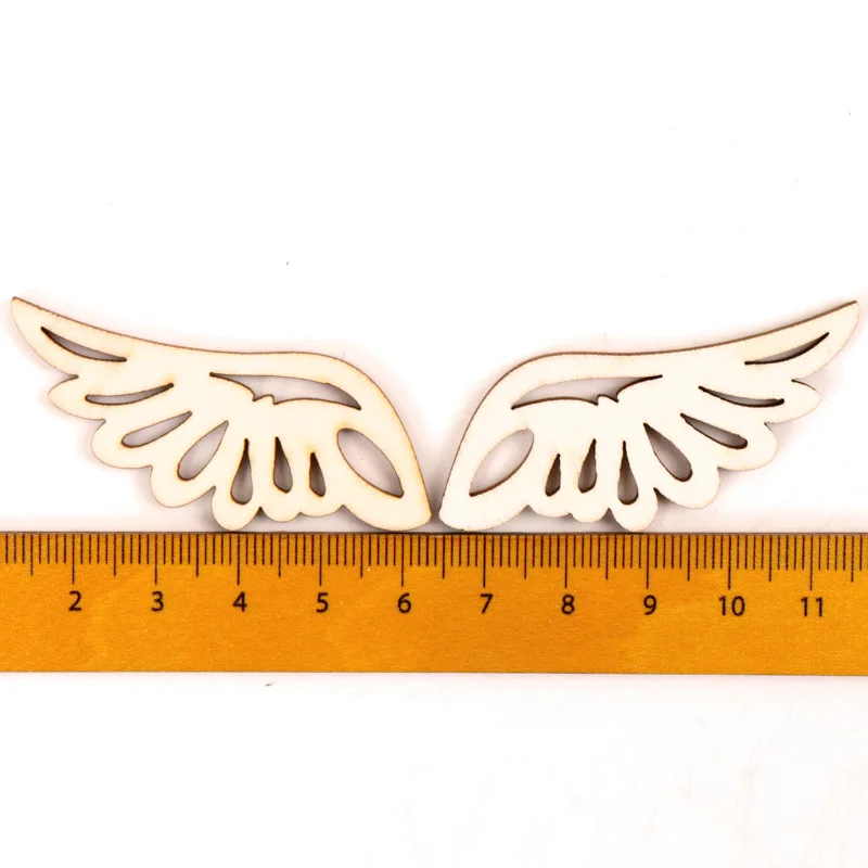 Wooden Cute Wing Shape Arts Painting Scrapbooking Embellishments Craft Handmade Home Decoration Accessories DIY 57mm 12pcs