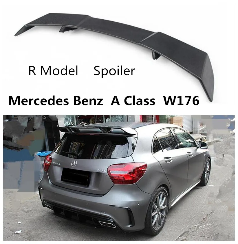 R Model Spoiler For Mercedes Benz A Class W176 A45 A180 A200 A260 2013-2018 High Quality Carbon Fiber & FRP Rear Wing Spoilers